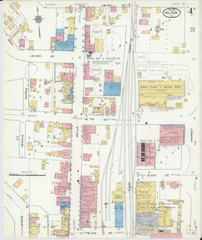 Sanborn Fire Insurance Map from Alton, Madison County, Illinois (1915), Sheet #0004 - Historic Sanborn Fire Insurance Map Print, vintage old map wall art, antique decor, genealogy gift, Illinois Illinois map