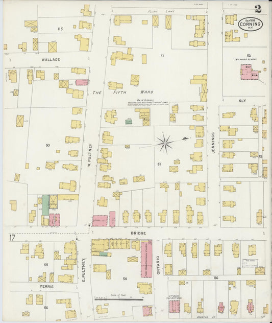 Sanborn Fire Insurance Map from Corning, Steuben County, New York (1898), Sheet #0002 - Complete Map Set gallery image, historic Sanborn map, vintage wall art, New York New York