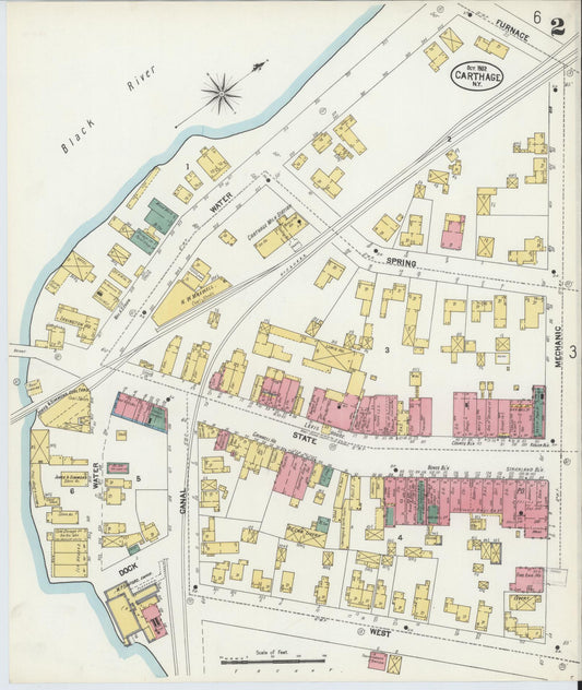 Sanborn Fire Insurance Map from Carthage, Jefferson County, New York (1902), Sheet #0002 - Historic Sanborn Fire Insurance Map Print, vintage old map wall art, antique decor, genealogy gift, New York New York map