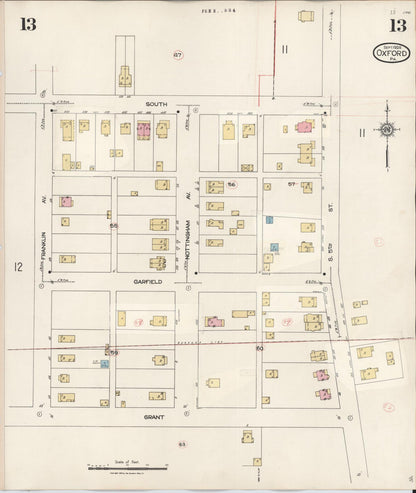 Sanborn Fire Insurance Map from Oxford, Chester County, Pennsylvania (1940), Sheet #0013 - Historic Sanborn Fire Insurance Map Print, vintage old map wall art, antique decor, genealogy gift, Pennsylvania Pennsylvania map