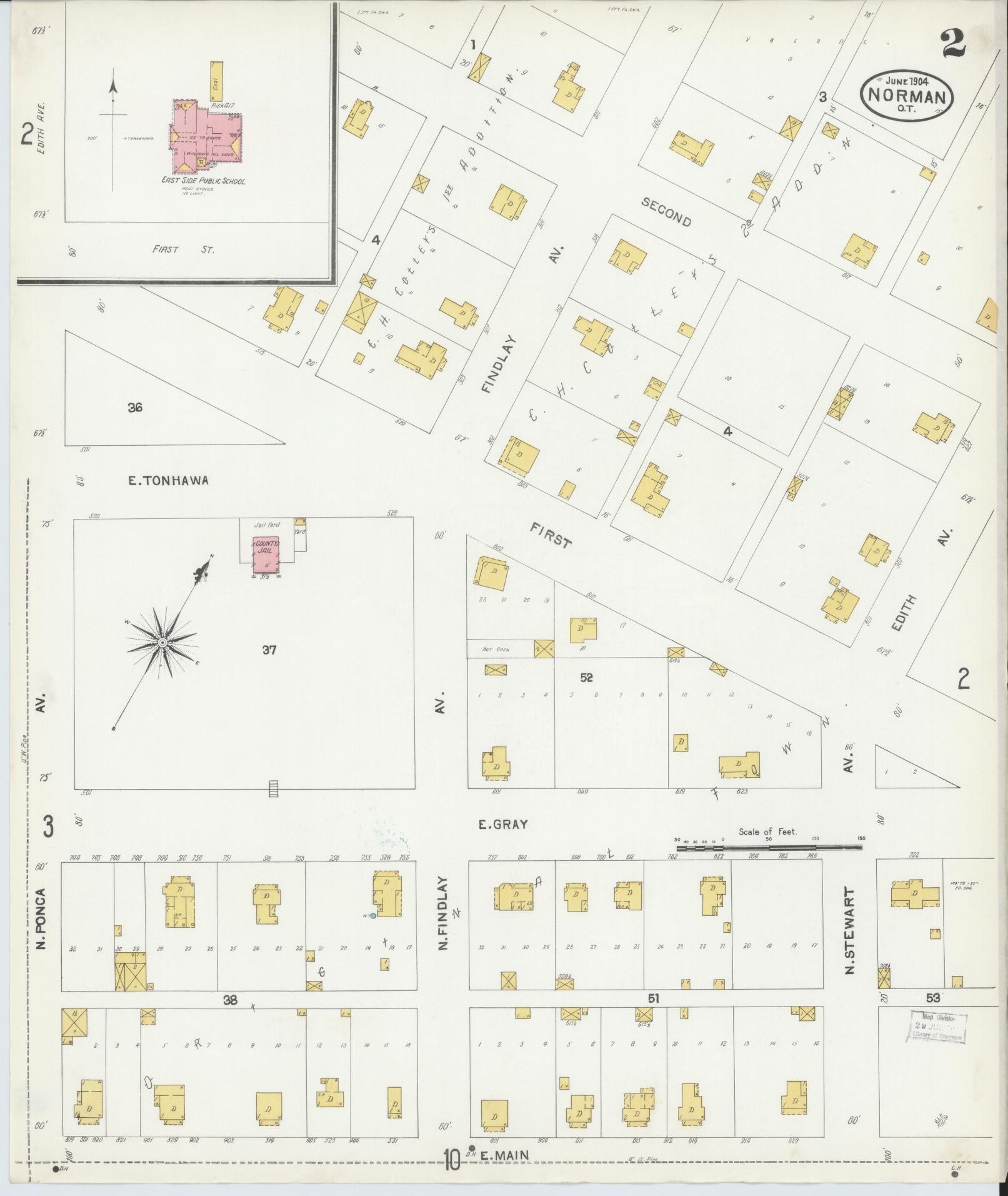 Sanborn Fire Insurance Map from Norman, Cleveland County, Oklahoma (1904), Sheet #0002 - Complete Map Set gallery image, historic Sanborn map, vintage wall art, Oklahoma Oklahoma