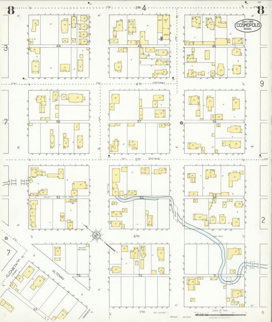Sanborn Fire Insurance Map from Cosmopolis, Grays Harbor County, Washington (1926), Sheet #0008 - Historic Sanborn Fire Insurance Map Print, vintage old map wall art, antique decor, genealogy gift, Washington Washington map