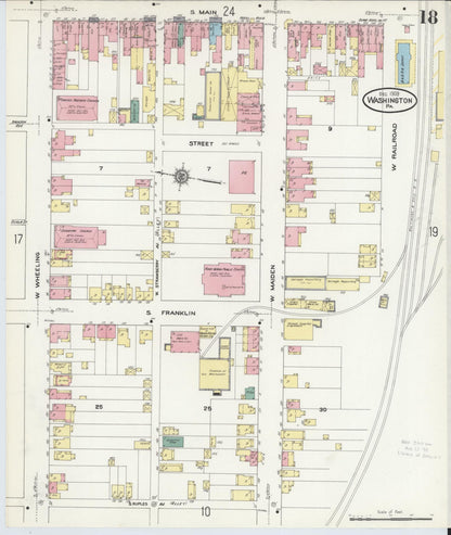 Sanborn Fire Insurance Map from Washington, Washington County, Pennsylvania (1909), Sheet #0018 - Historic Sanborn Fire Insurance Map Print, vintage old map wall art, antique decor, genealogy gift, Pennsylvania Pennsylvania map