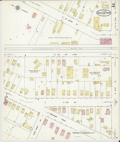 Sanborn Fire Insurance Map from Highland Park, Lake County, Illinois (1912), Sheet #0002 - Historic Sanborn Fire Insurance Map Print, vintage old map wall art, antique decor, genealogy gift, Illinois Illinois map
