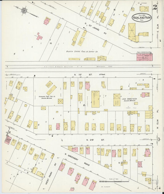 Sanborn Fire Insurance Map from Highland Park, Lake County, Illinois (1912), Sheet #0002 - Historic Sanborn Fire Insurance Map Print, vintage old map wall art, antique decor, genealogy gift, Illinois Illinois map