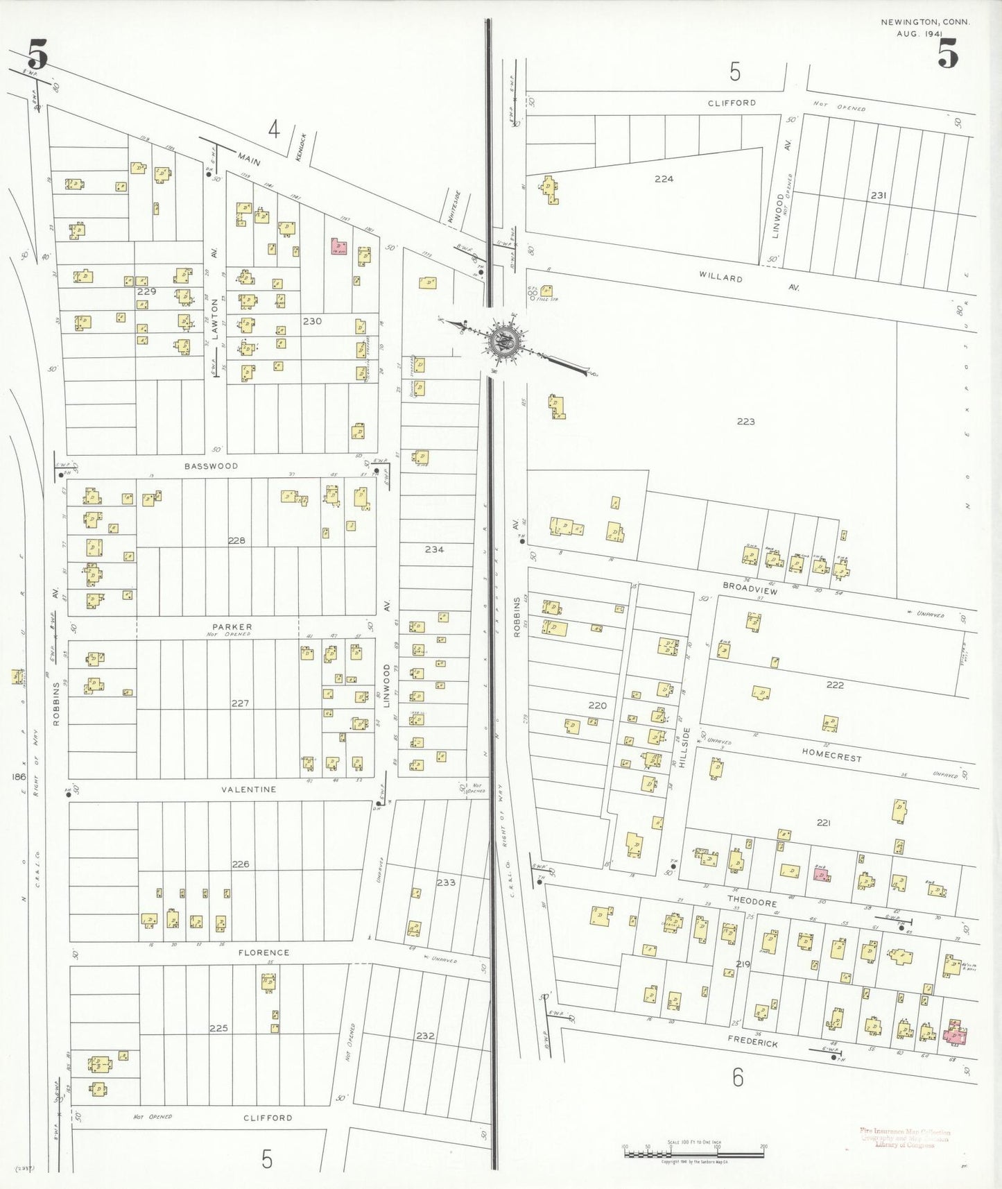 Sanborn Fire Insurance Map from Newington, Hartford County, Connecticut (1941), Sheet #0005 - Complete Map Set gallery image, historic Sanborn map, vintage wall art, Connecticut Connecticut