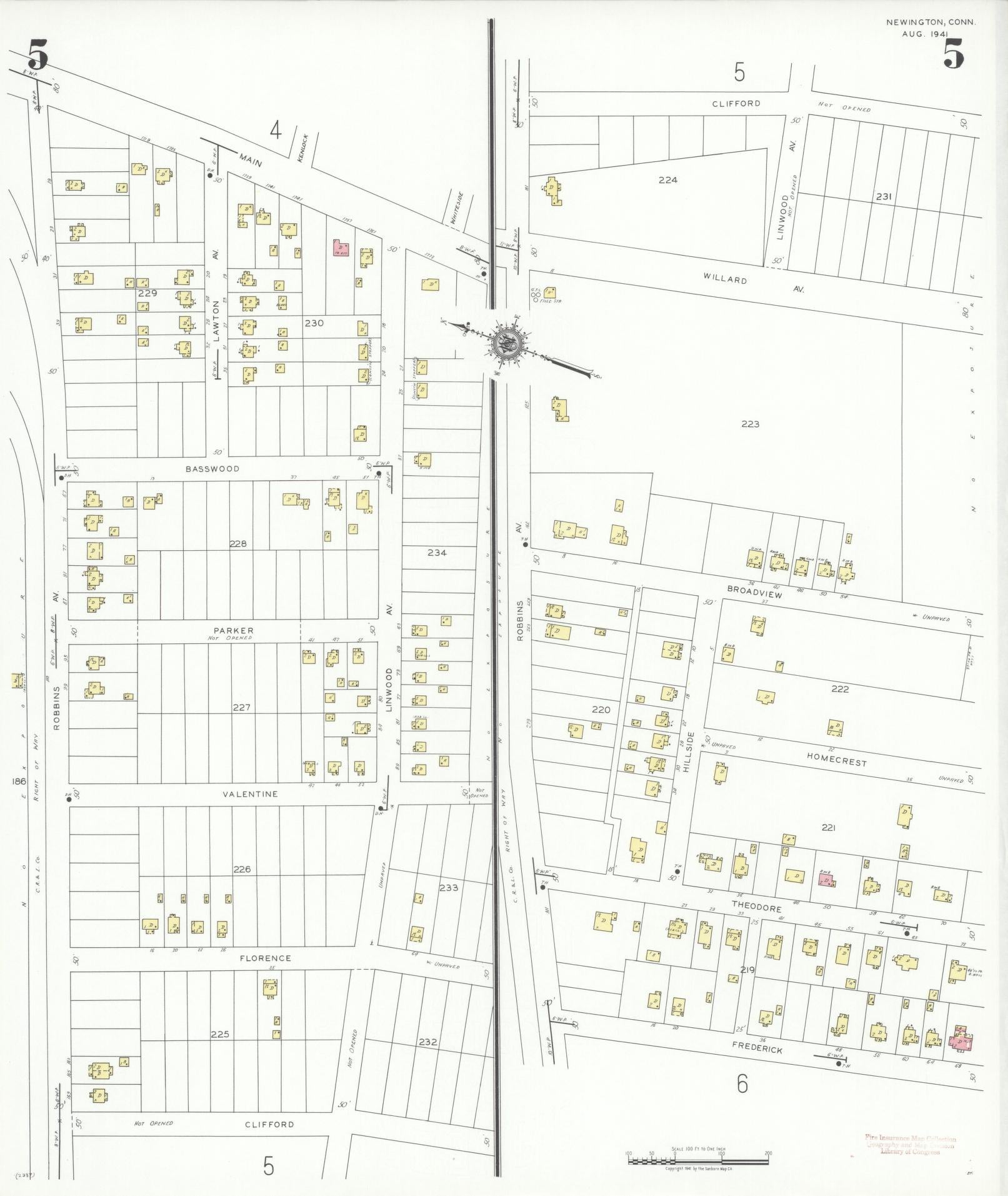 Sanborn Fire Insurance Map from Newington, Hartford County, Connecticut (1941), Sheet #0005 - Complete Map Set gallery image, historic Sanborn map, vintage wall art, Connecticut Connecticut