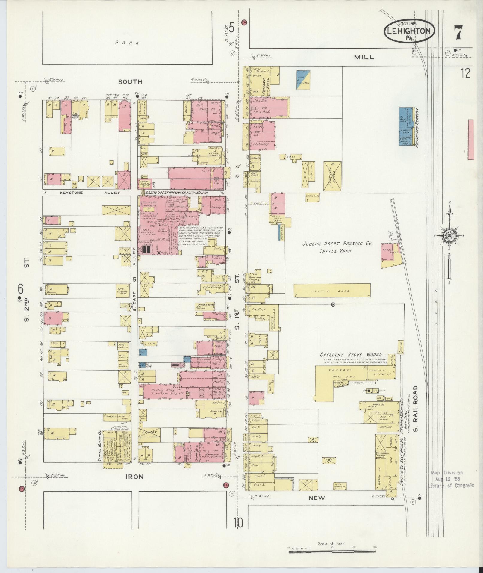 Sanborn Fire Insurance Map from Lehighton, Carbon County, Pennsylvania (1915), Sheet #0007 - Complete Map Set gallery image, historic Sanborn map, vintage wall art, Pennsylvania Pennsylvania