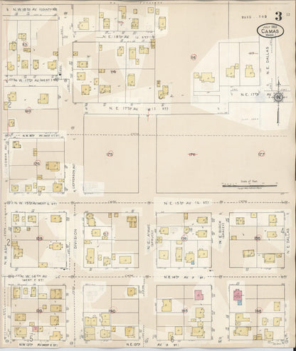 Sanborn Fire Insurance Map from Camas, Clark County, Washington (1943), Sheet #0003 - Complete Map Set gallery image, historic Sanborn map, vintage wall art, Washington Washington