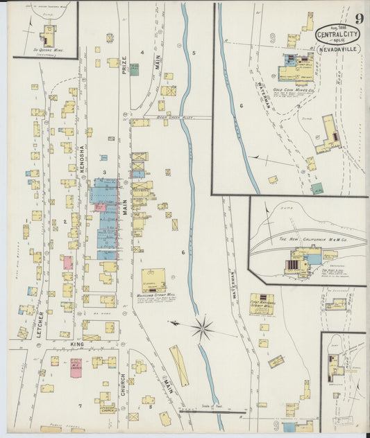 Sanborn Fire Insurance Map from Central City, Gilpin County, Colorado (1895), Sheet #0009 - Historic Sanborn Fire Insurance Map Print, vintage old map wall art, antique decor, genealogy gift, Colorado Colorado map