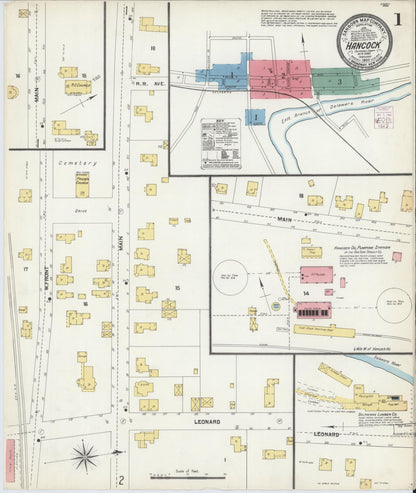 Sanborn Fire Insurance Map from Hancock, Delaware County, New York (1903), Sheet #0001 - Historic Sanborn Fire Insurance Map Print, vintage old map wall art, antique decor, genealogy gift, New York New York map