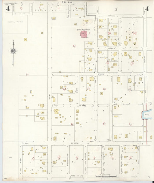 Sanborn Fire Insurance Map from Rockwall, Rockwall County, Texas (1945), Sheet #0004 - Historic Sanborn Fire Insurance Map Print, vintage old map wall art, antique decor, genealogy gift, Texas Texas map