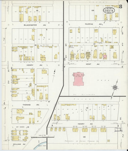 Sanborn Fire Insurance Map from Davis, Tucker County, West Virginia (1915), Sheet #0008 - Complete Map Set gallery image, historic Sanborn map, vintage wall art, West Virginia West Virginia