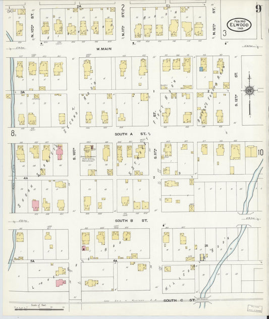 Sanborn Fire Insurance Map from Elwood, Madison County, Indiana (1910), Sheet #0009 - Historic Sanborn Fire Insurance Map Print, vintage old map wall art, antique decor, genealogy gift, Indiana Indiana map
