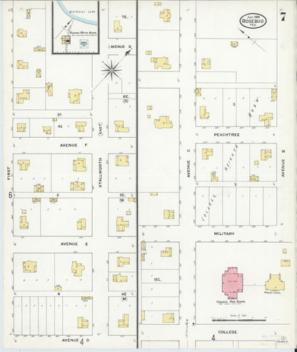 Sanborn Fire Insurance Map from Rosebud, Falls County, Texas (1909), Sheet #0007 - Complete Map Set gallery image, historic Sanborn map, vintage wall art, Texas Texas