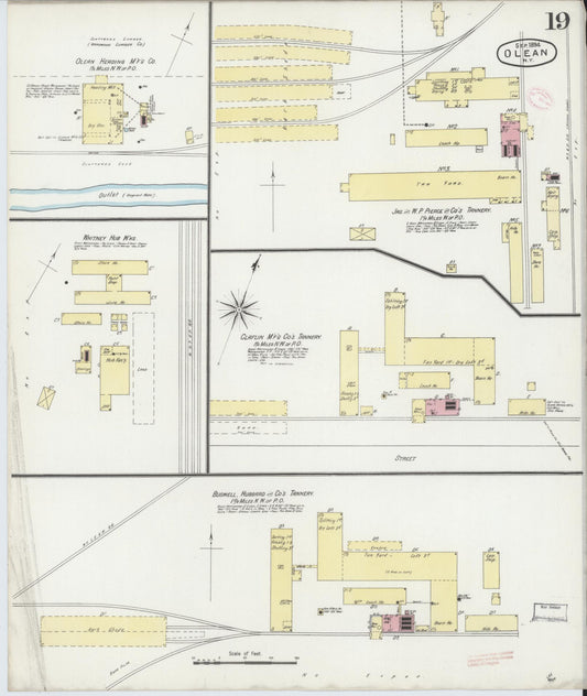 Sanborn Fire Insurance Map from Olean, Cattaraugus County, New York (1894), Sheet #0019 - Historic Sanborn Fire Insurance Map Print, vintage old map wall art, antique decor, genealogy gift, New York New York map