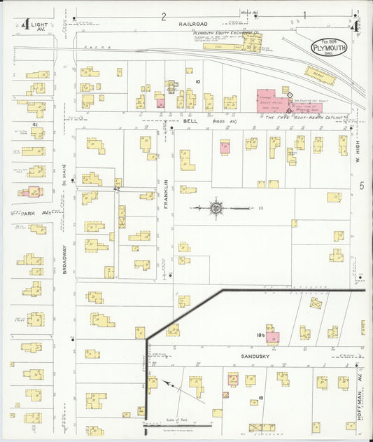 Sanborn Fire Insurance Map from Plymouth, Huron And Richland Counties, Ohio (1924), Sheet #0004 - Historic Sanborn Fire Insurance Map Print, vintage old map wall art, antique decor, genealogy gift, Ohio Ohio map