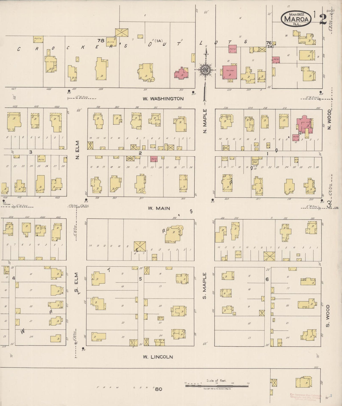 Sanborn Fire Insurance Map from Maroa, Macon County, Illinois (1922), Sheet #0002 - Historic Sanborn Fire Insurance Map Print, vintage old map wall art, antique decor, genealogy gift, Illinois Illinois map