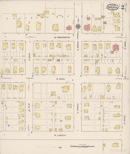 Sanborn Fire Insurance Map from Maroa, Macon County, Illinois (1922), Sheet #0002 - Historic Sanborn Fire Insurance Map Print, vintage old map wall art, antique decor, genealogy gift, Illinois Illinois map