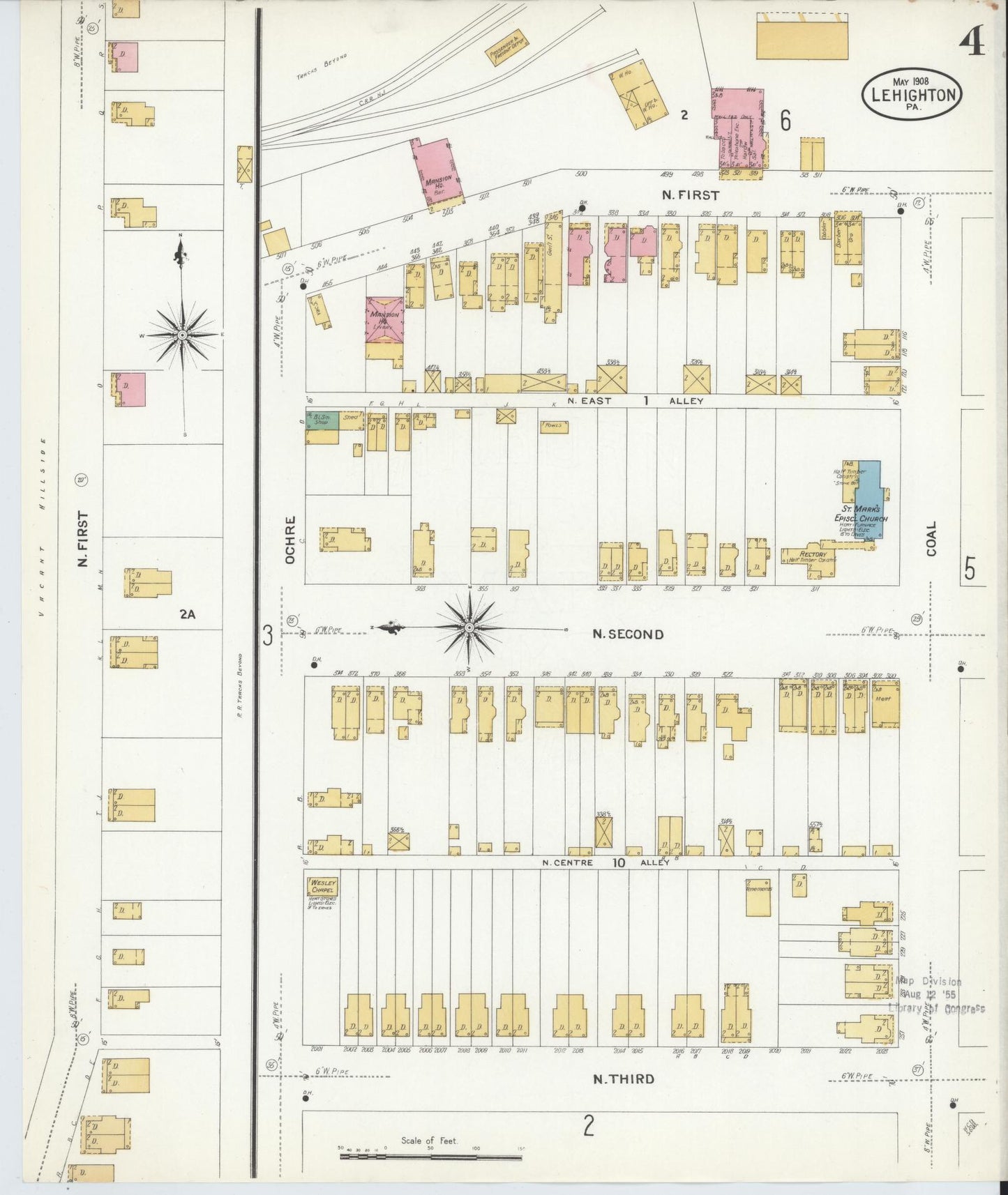 Sanborn Fire Insurance Map from Lehighton, Carbon County, Pennsylvania (1908), Sheet #0004 - Complete Map Set gallery image, historic Sanborn map, vintage wall art, Pennsylvania Pennsylvania