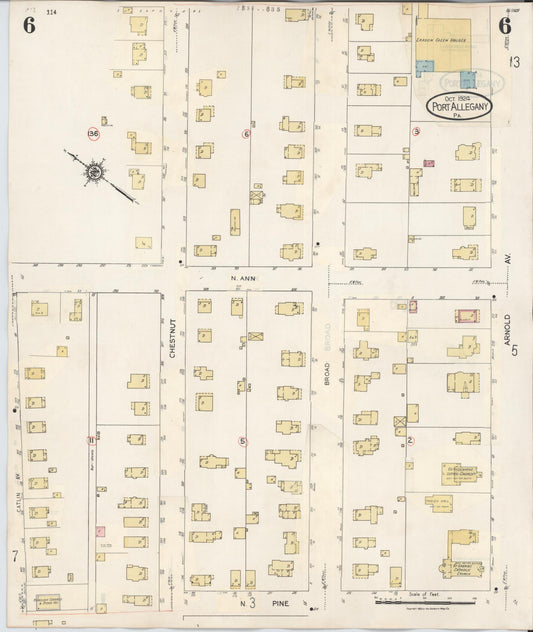 Sanborn Fire Insurance Map from Port Allegany, McKean County, Pennsylvania (1940), Sheet #0006 - Historic Sanborn Fire Insurance Map Print, vintage old map wall art, antique decor, genealogy gift, Pennsylvania Pennsylvania map