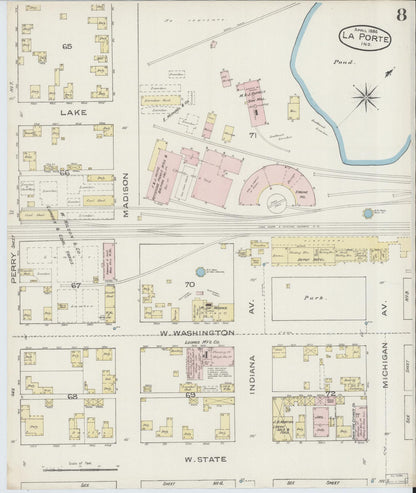 Sanborn Fire Insurance Map from La Porte, La Porte County, Indiana (1886), Sheet #0008 - Complete Map Set gallery image, historic Sanborn map, vintage wall art, Indiana Indiana