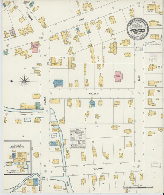 Sanborn Fire Insurance Map from Mumford, Monroe County, New York (1903), Sheet #0001 - Historic Sanborn Fire Insurance Map Print, vintage old map wall art, antique decor, genealogy gift, New York New York map