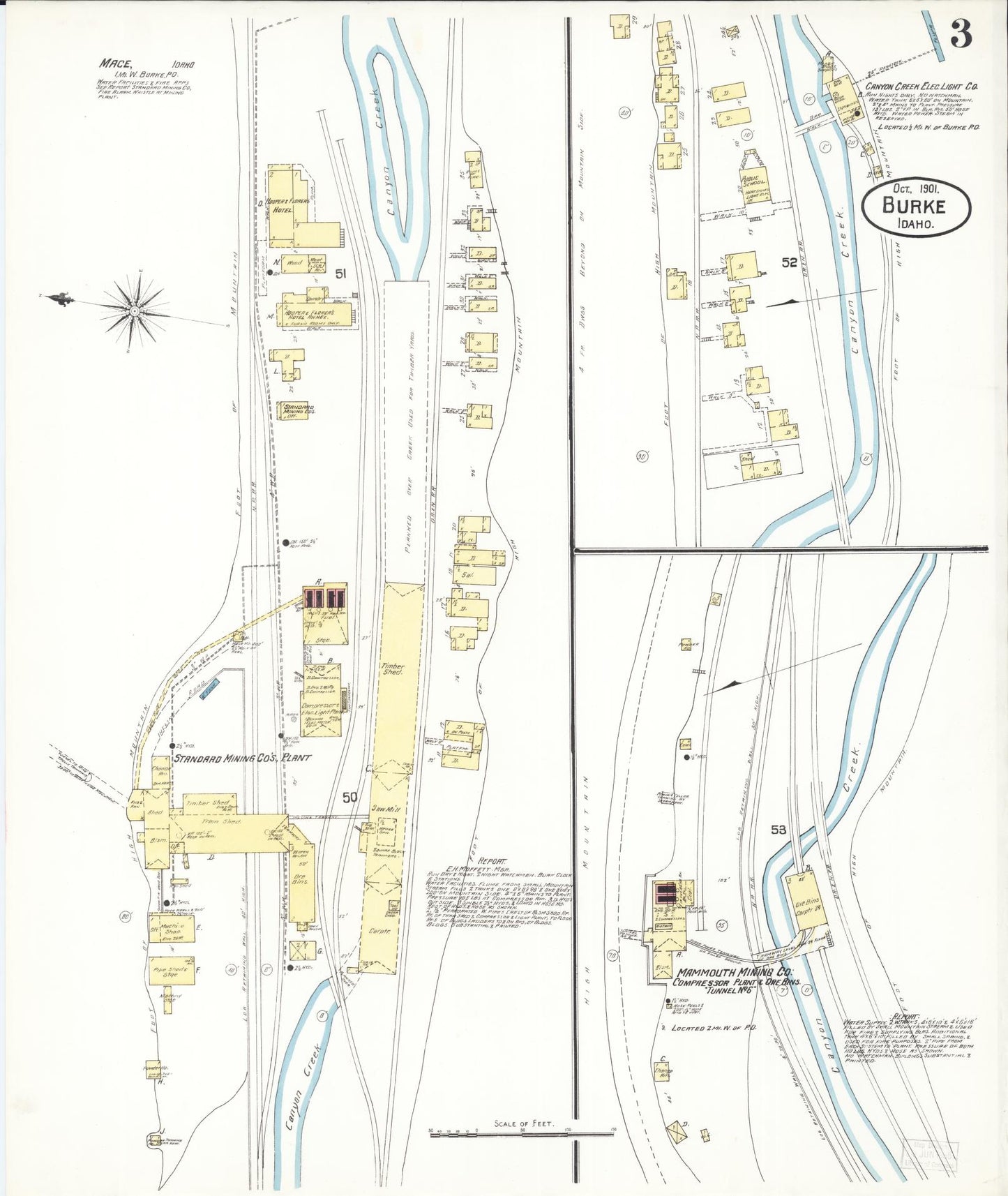 Sanborn Fire Insurance Map from Burke, Shoshone County, Idaho (1901), Sheet #0003 - Complete Map Set gallery image, historic Sanborn map, vintage wall art, Idaho Idaho