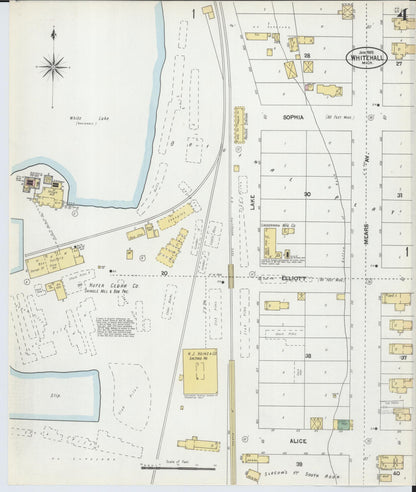 Sanborn Fire Insurance Map from Whitehall, Muskegon County, Michigan (1902), Sheet #0004 - Historic Sanborn Fire Insurance Map Print, vintage old map wall art, antique decor, genealogy gift, Michigan Michigan map