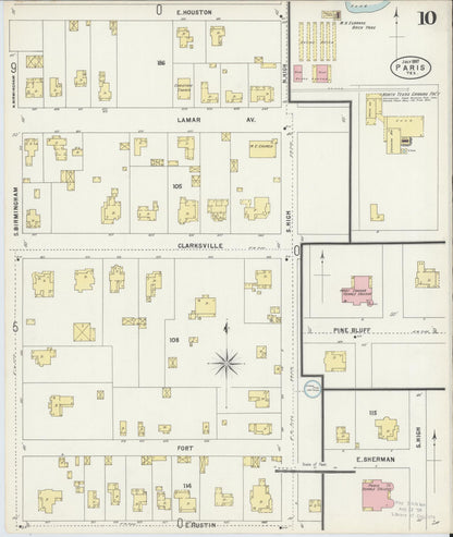 Sanborn Fire Insurance Map from Paris, Lamar County, Texas (1897), Sheet #0010 - Complete Map Set gallery image, historic Sanborn map, vintage wall art, Texas Texas