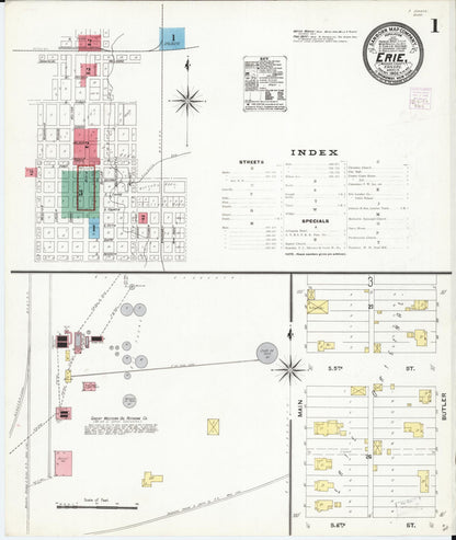 Sanborn Fire Insurance Map from Erie, Neosho County, Kansas (1906), Sheet #0001 - Complete Map Set gallery image, historic Sanborn map, vintage wall art, Kansas Kansas