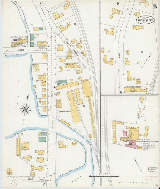 Sanborn Fire Insurance Map from Winchester, Middlesex County, Massachusetts (1904), Sheet #0005 - Historic Sanborn Fire Insurance Map Print, vintage old map wall art, antique decor, genealogy gift, Massachusetts Massachusetts map