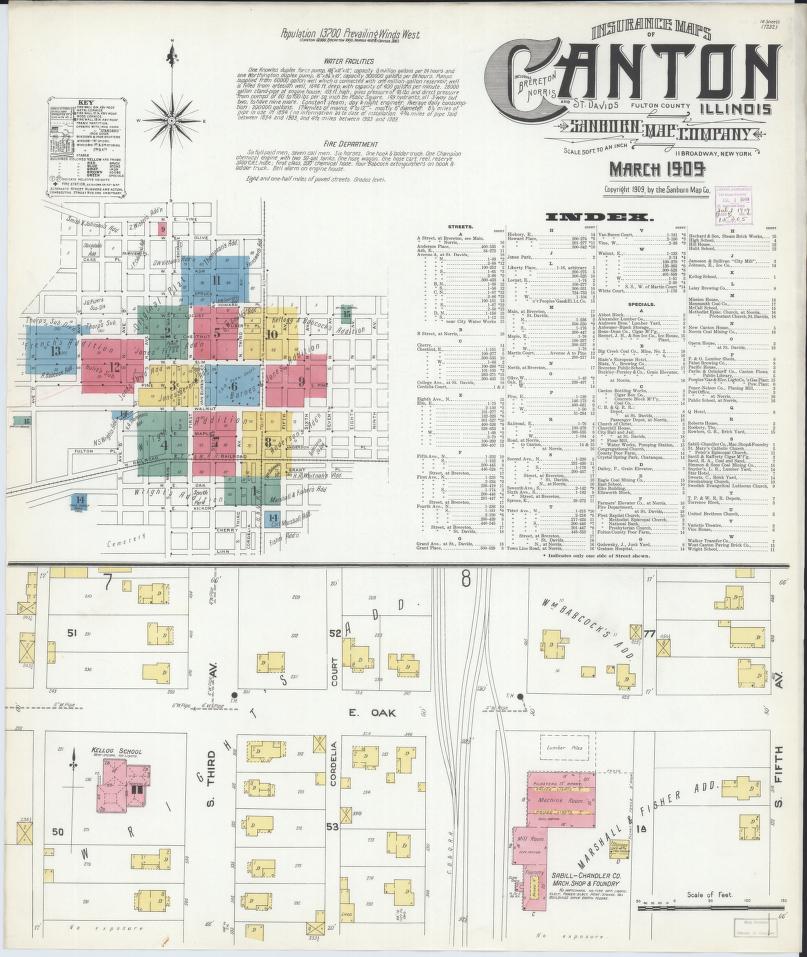 Sanborn Fire Insurance Map from Canton, Fulton County, Illinois. (1909) – Map View