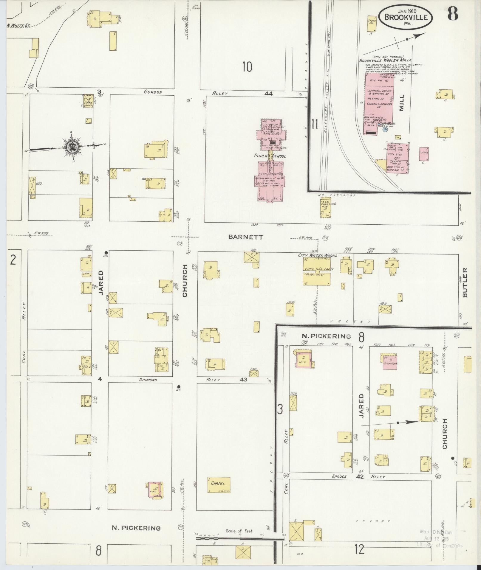 Sanborn Fire Insurance Map from Brookville, Jefferson County, Pennsylvania (1910), Sheet #0008 - Historic Sanborn Fire Insurance Map Print, vintage old map wall art, antique decor, genealogy gift, Pennsylvania Pennsylvania map