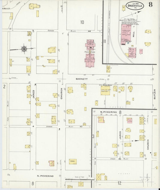 Sanborn Fire Insurance Map from Brookville, Jefferson County, Pennsylvania (1910), Sheet #0008 - Historic Sanborn Fire Insurance Map Print, vintage old map wall art, antique decor, genealogy gift, Pennsylvania Pennsylvania map