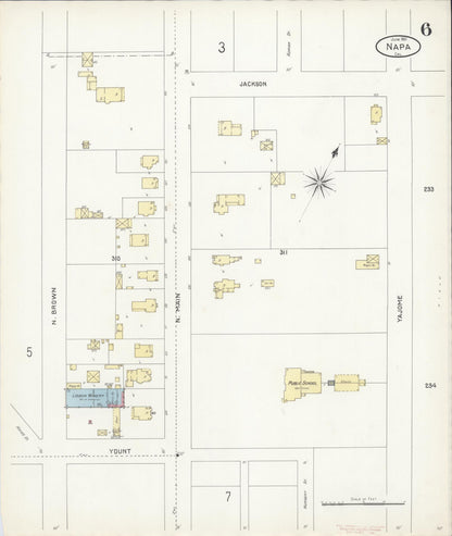 Sanborn Fire Insurance Map from Napa, Napa County, California (1901), Sheet #0006 - Complete Map Set gallery image, historic Sanborn map, vintage wall art, California California