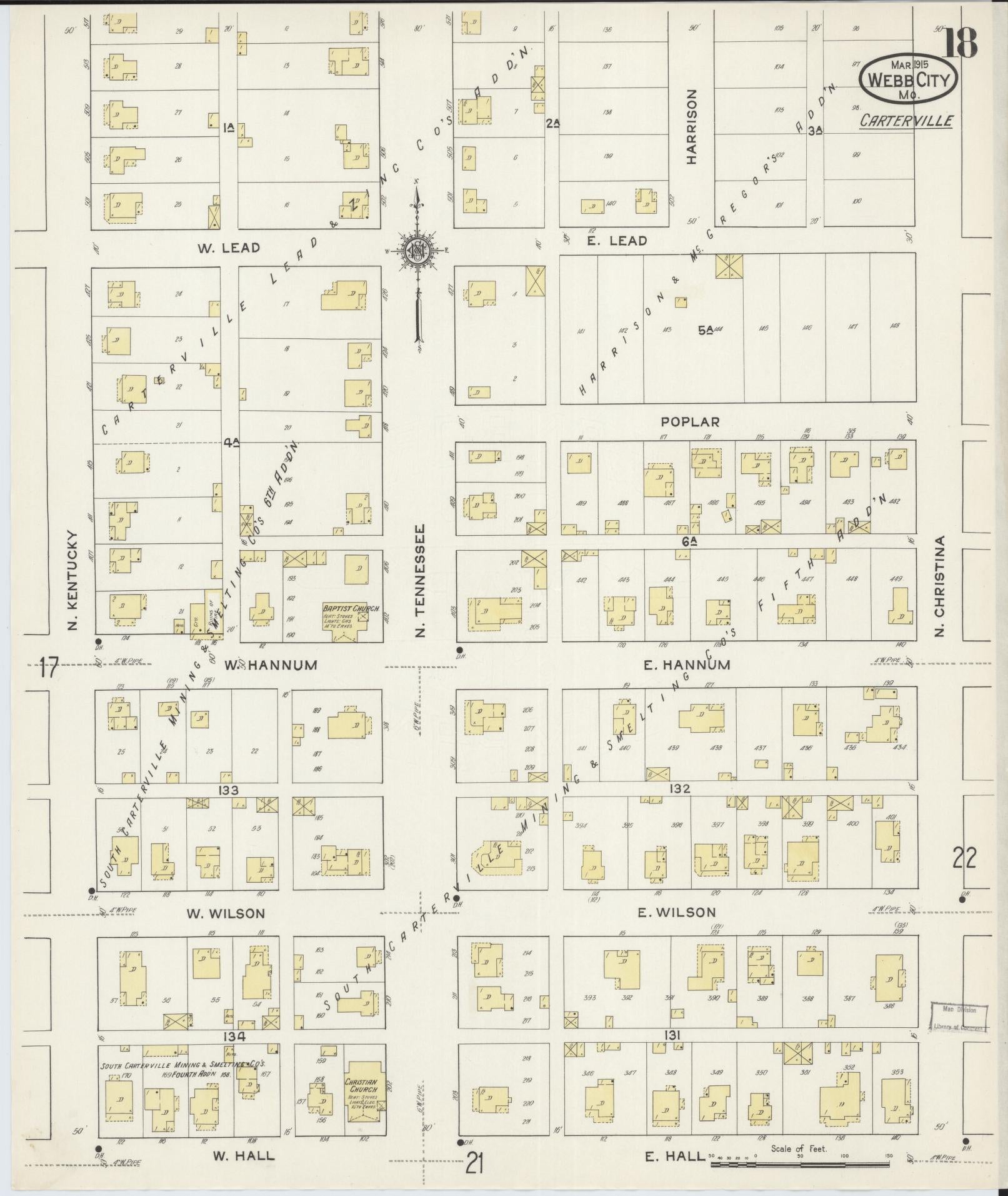 Sanborn Fire Insurance Map from Webb City, Jasper County, Missouri (1915), Sheet #0018 - Historic Sanborn Fire Insurance Map Print, vintage old map wall art, antique decor, genealogy gift, Missouri Missouri map