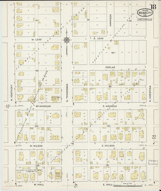 Sanborn Fire Insurance Map from Webb City, Jasper County, Missouri (1915), Sheet #0018 - Historic Sanborn Fire Insurance Map Print, vintage old map wall art, antique decor, genealogy gift, Missouri Missouri map