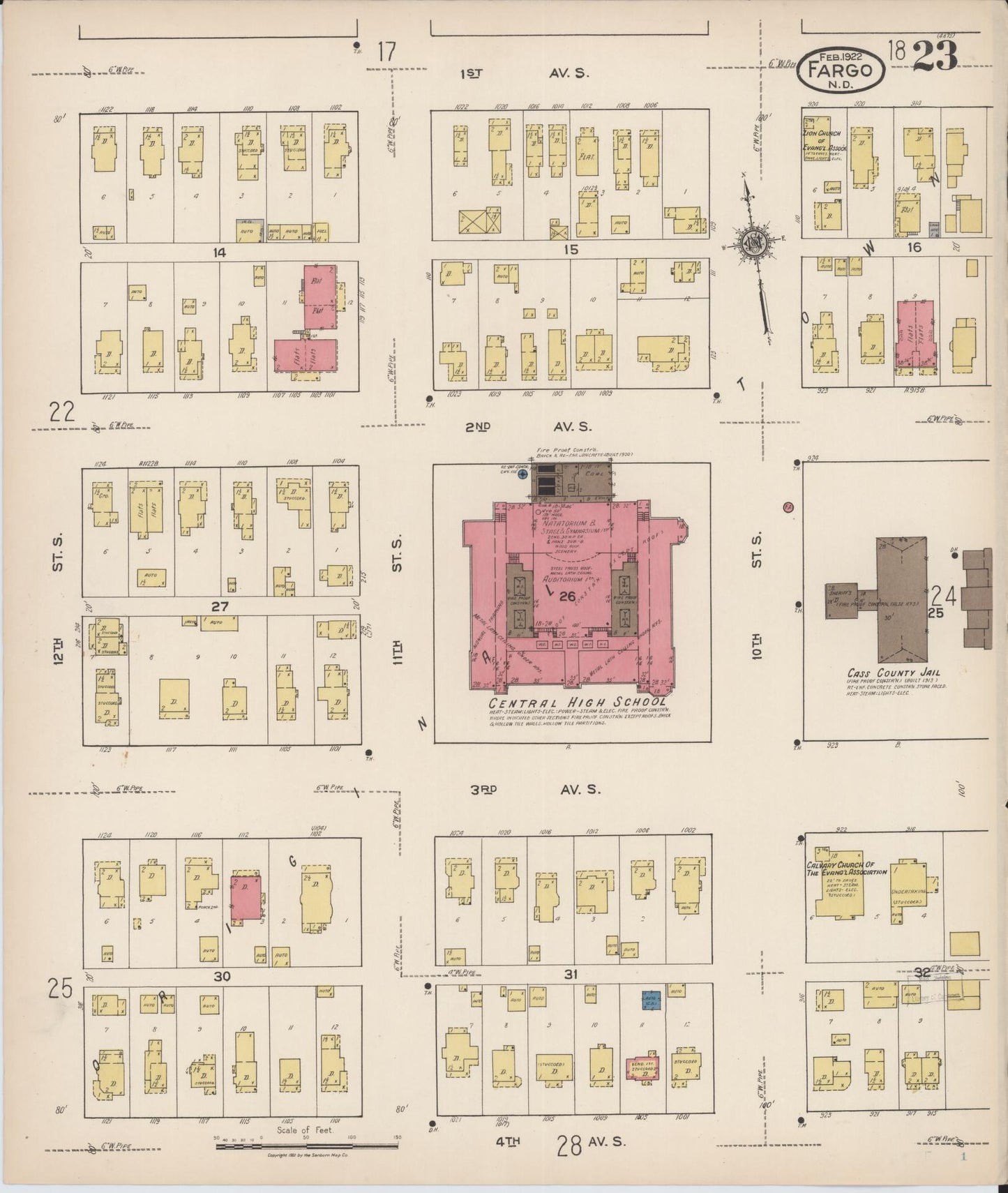 Sanborn Fire Insurance Map from Fargo, Cass County, North Dakota (1922), Sheet #0023 - Complete Map Set gallery image, historic Sanborn map, vintage wall art, North Dakota North Dakota