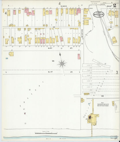 Sanborn Fire Insurance Map from Madison, Jefferson County, Indiana (1904), Sheet #0002 - Historic Sanborn Fire Insurance Map Print, vintage old map wall art, antique decor, genealogy gift, Indiana Indiana map