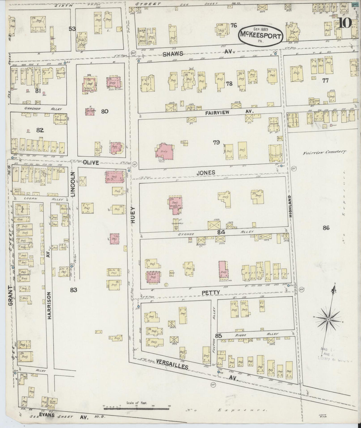 Sanborn Fire Insurance Map from McKeesport, Allegheny County, Pennsylvania (1889), Sheet #0010 - Complete Map Set gallery image, historic Sanborn map, vintage wall art, Pennsylvania Pennsylvania