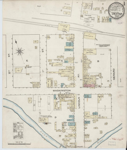 Sanborn Fire Insurance Map from Calistoga, Napa County, California (1886), Sheet #0001 - Complete Map Set gallery image, historic Sanborn map, vintage wall art, California California