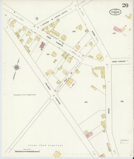Sanborn Fire Insurance Map from Hudson, Columbia County, New York (1911), Sheet #0020 - Historic Sanborn Fire Insurance Map Print, vintage old map wall art, antique decor, genealogy gift, New York New York map