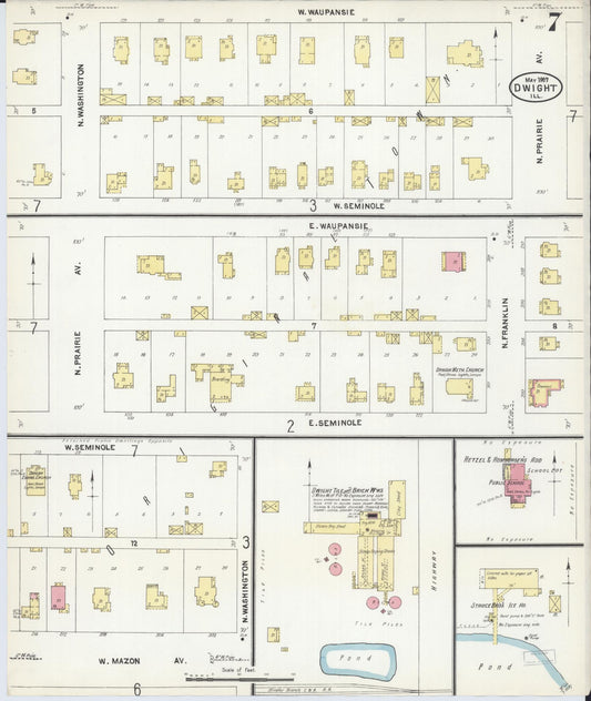 Sanborn Fire Insurance Map from Dwight, Livingston County, Illinois (1907), Sheet #0007 - Historic Sanborn Fire Insurance Map Print, vintage old map wall art, antique decor, genealogy gift, Illinois Illinois map