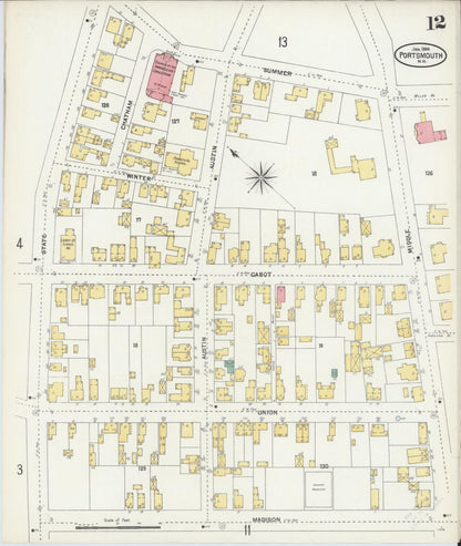 Sanborn Fire Insurance Map from Portsmouth, Rockingham County, New Hampshire (1904), Sheet #0012 - Complete Map Set gallery image, historic Sanborn map, vintage wall art, New Hampshire New Hampshire