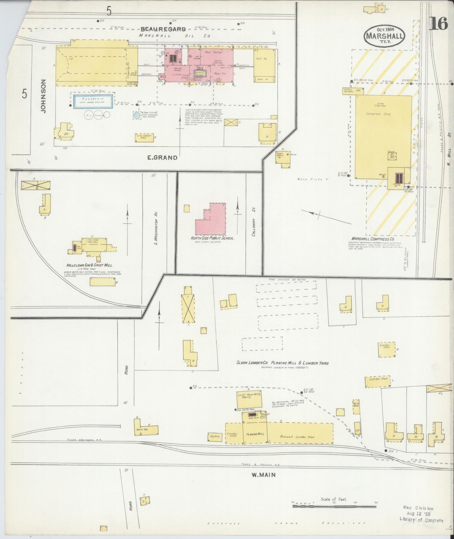 Sanborn Fire Insurance Map from Marshall, Harrison County, Texas (1904), Sheet #0016 - Complete Map Set gallery image, historic Sanborn map, vintage wall art, Texas Texas