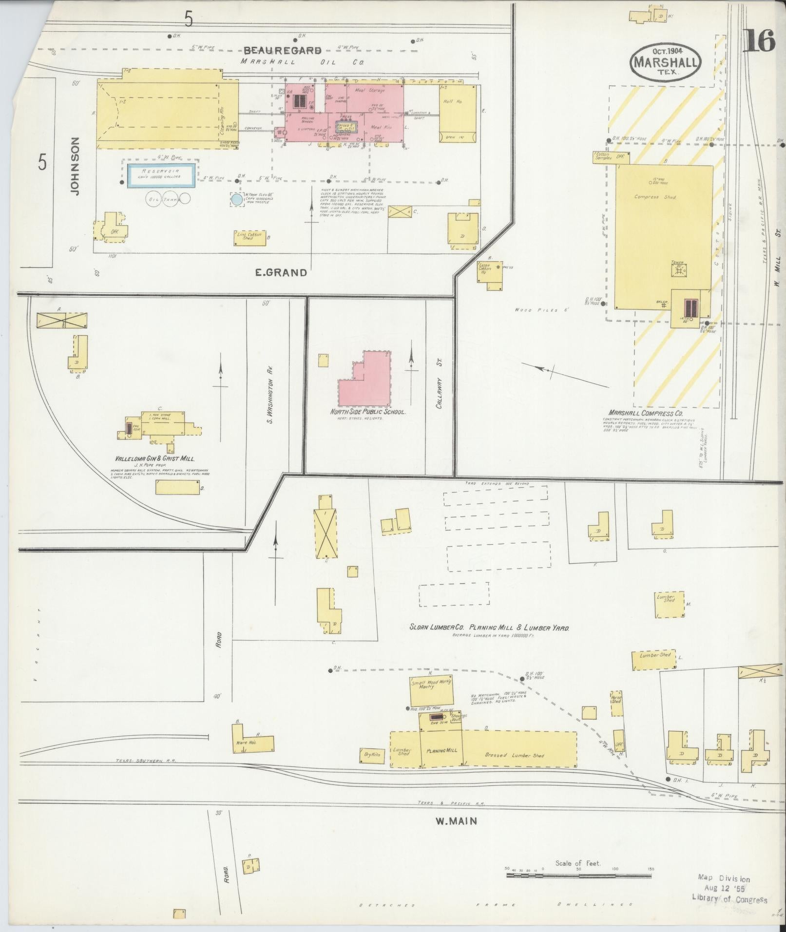 Sanborn Fire Insurance Map from Marshall, Harrison County, Texas (1904), Sheet #0016 - Complete Map Set gallery image, historic Sanborn map, vintage wall art, Texas Texas