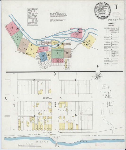 Sanborn Fire Insurance Map from Cloquet, Carlton County, Minnesota (1897), Sheet #0001 - Historic Sanborn Fire Insurance Map Print, vintage old map wall art, antique decor, genealogy gift, Minnesota Minnesota map
