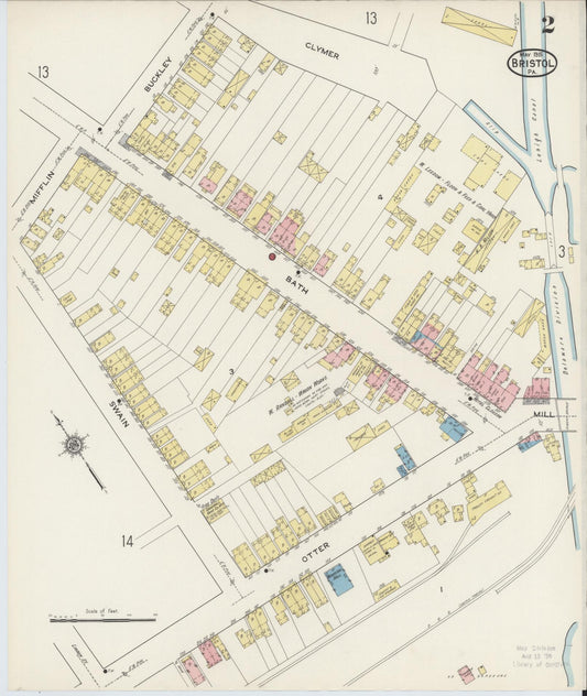 Sanborn Fire Insurance Map from Bristol, Bucks County, Pennsylvania (1915), Sheet #0002 - Historic Sanborn Fire Insurance Map Print, vintage old map wall art, antique decor, genealogy gift, Pennsylvania Pennsylvania map