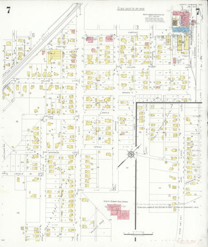 Sanborn Fire Insurance Map from North Vernon, Jennings County, Indiana (1937), Sheet #0007 - Complete Map Set gallery image, historic Sanborn map, vintage wall art, Indiana Indiana